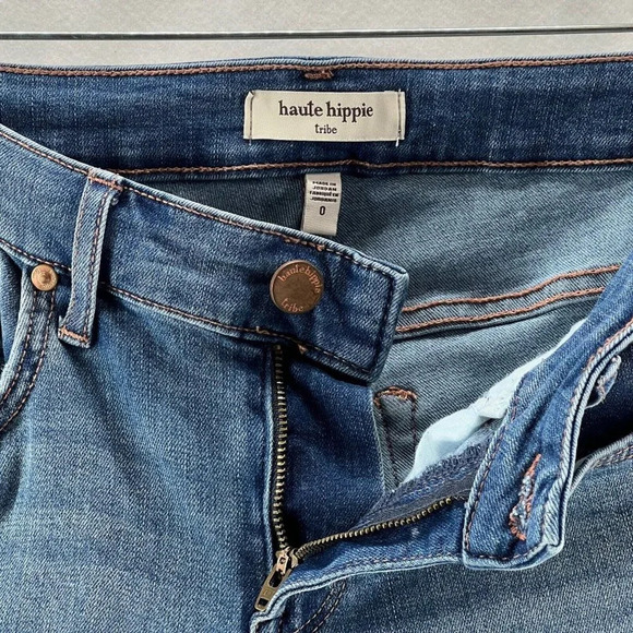 Haute Hippie Tribe Jeans Womens Size 0 Low Rise Skinny Medium Washed Denim Blue - Picture 7 of 11
